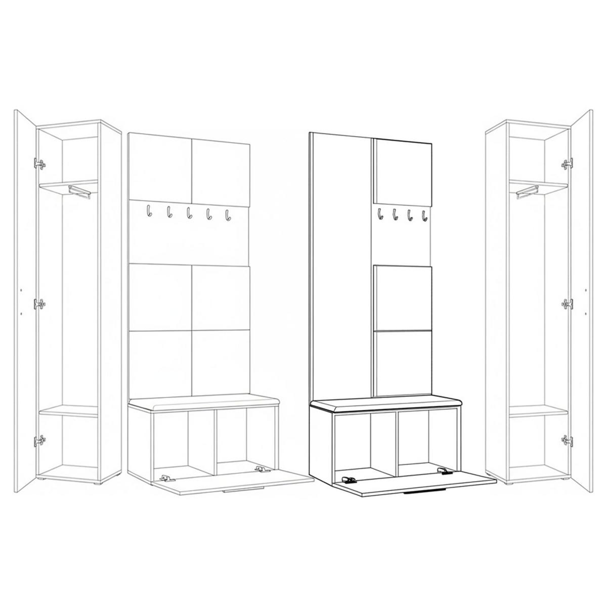 GARDEROBENSCHRANK MODULO 241,2/204/40 cm Modern Garderobe-Set Kaschmir - Kaschmir/Schwarz, Holzwerkstoff (241.2/204/40cm) - MASSENO
