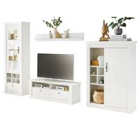 WOHNWAND weiß Pinie Landhaus, Set 4-teilig mit Soft-Close und Beleuchtung - Weiß, Holzwerkstoff/Kunststoff (334/201/45cm) - Furn.Design