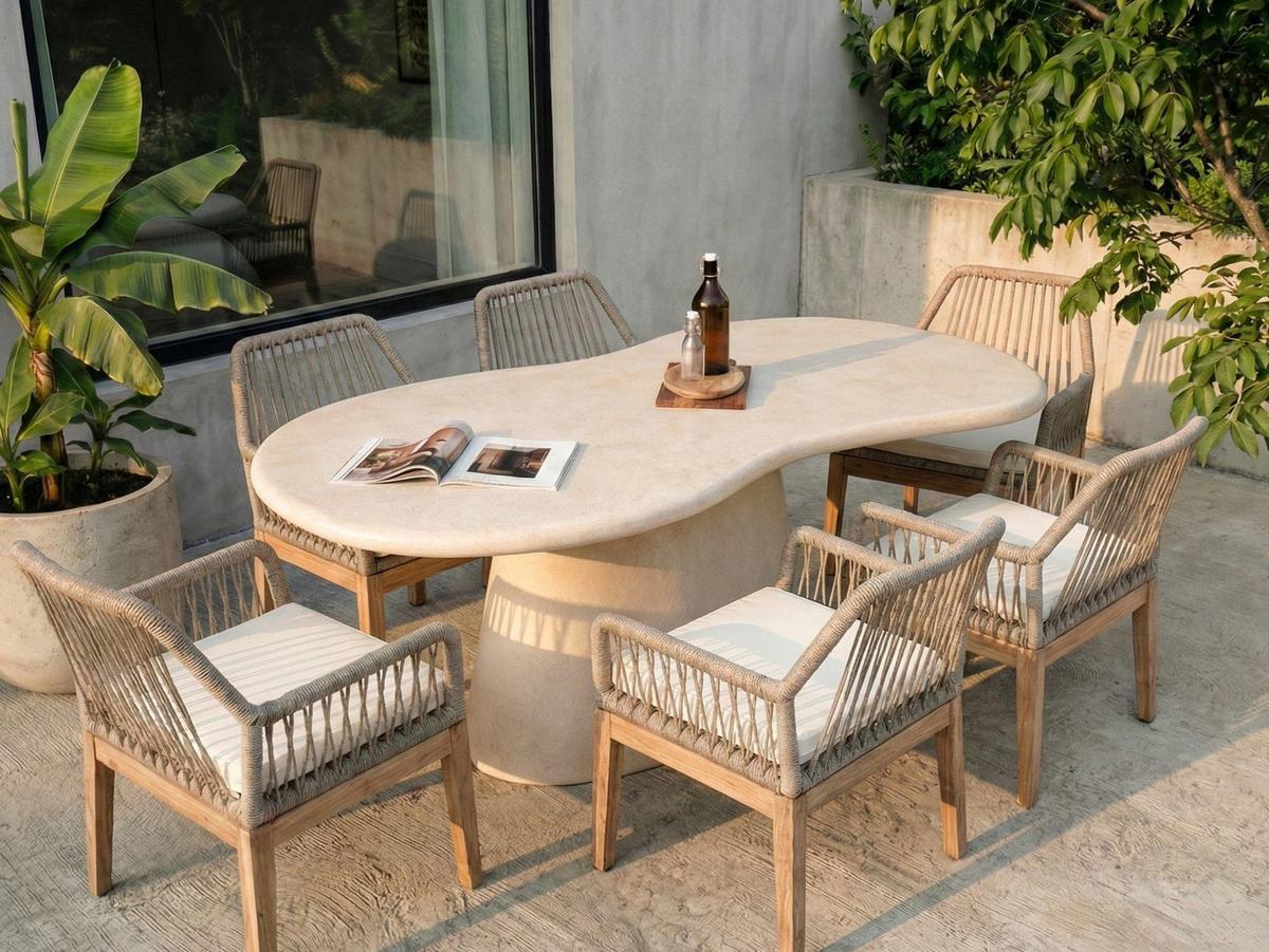 GARTENTISCH 200/110 cm Beige Spoleto - Beige, Keramik (200/110/76cm) - Beliani