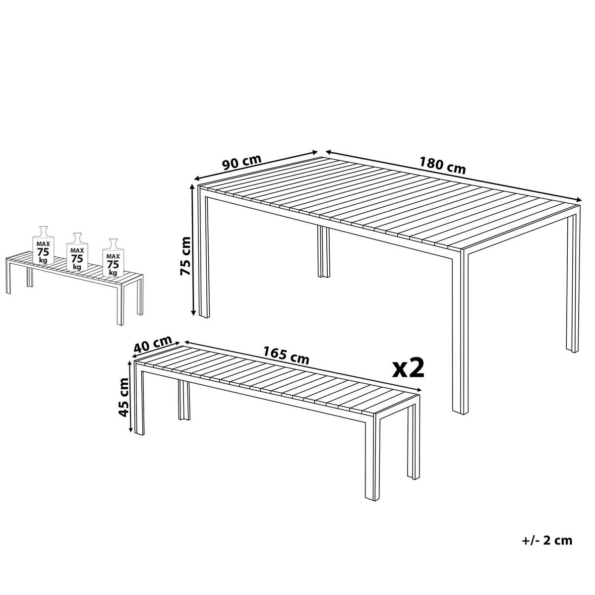 GARTENTISCH-SET 4-Sitzer Schwarz Nardo - Schwarz, Kunststoff - Beliani