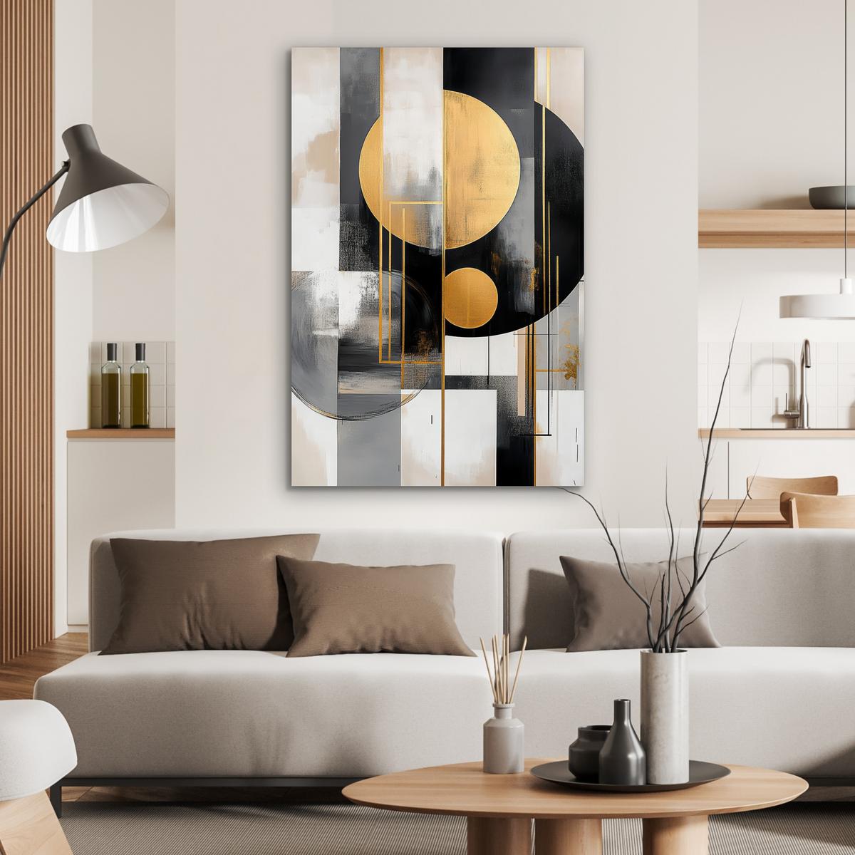 METALLBILD Abstrakt - Gold - Silber - Formen - Ästhetisch - Modern 80x120 cm - Goldfarben, Metall (80/120cm) - MuchoWow
