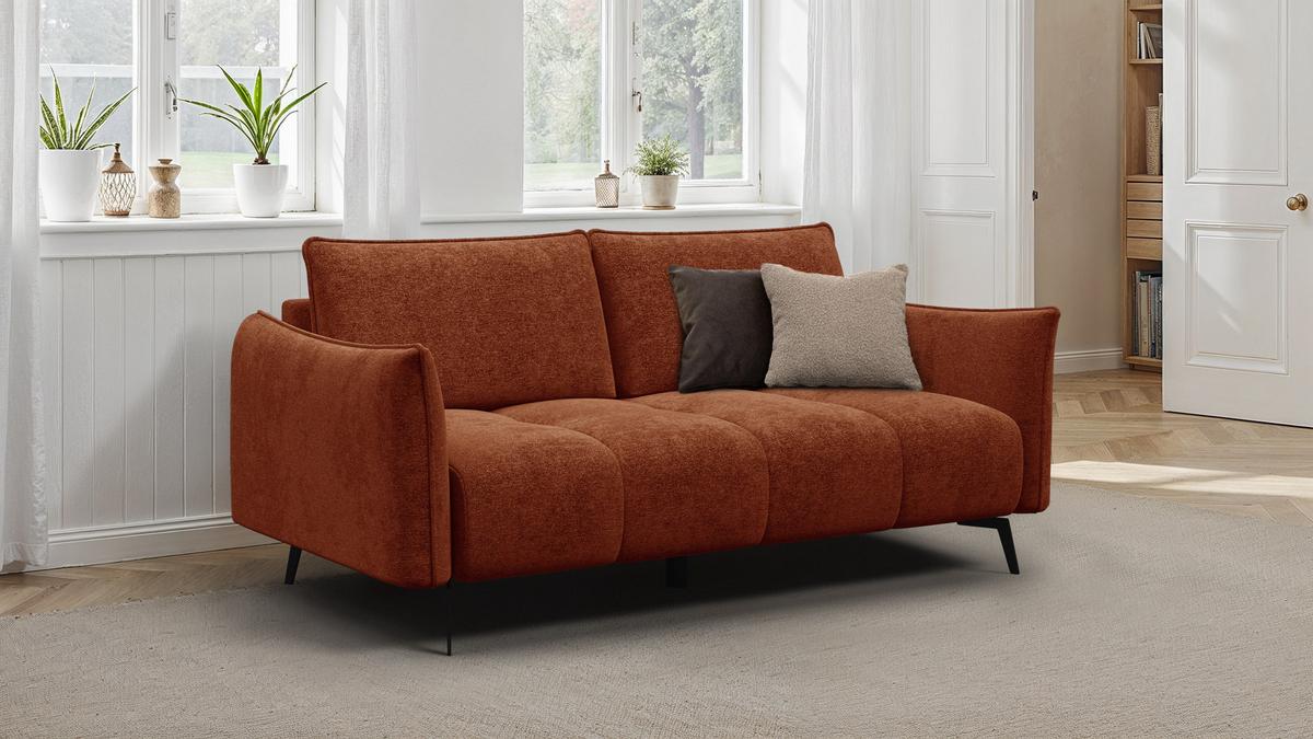 SOFA AERA 2,5-Sitzer, orange - Schwarz/Orange, Holz/Textil (187/89/96cm) - Wozimo