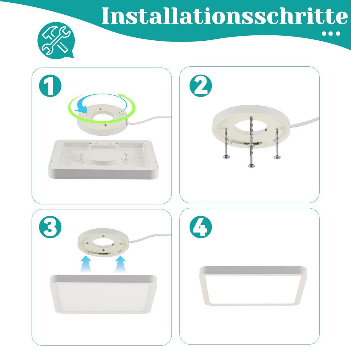 LED-DECKENLEUCHTE Macmillan 23/23/2.4cm - Weiß, Kunststoff (23/23/2.4cm) - Nettlife