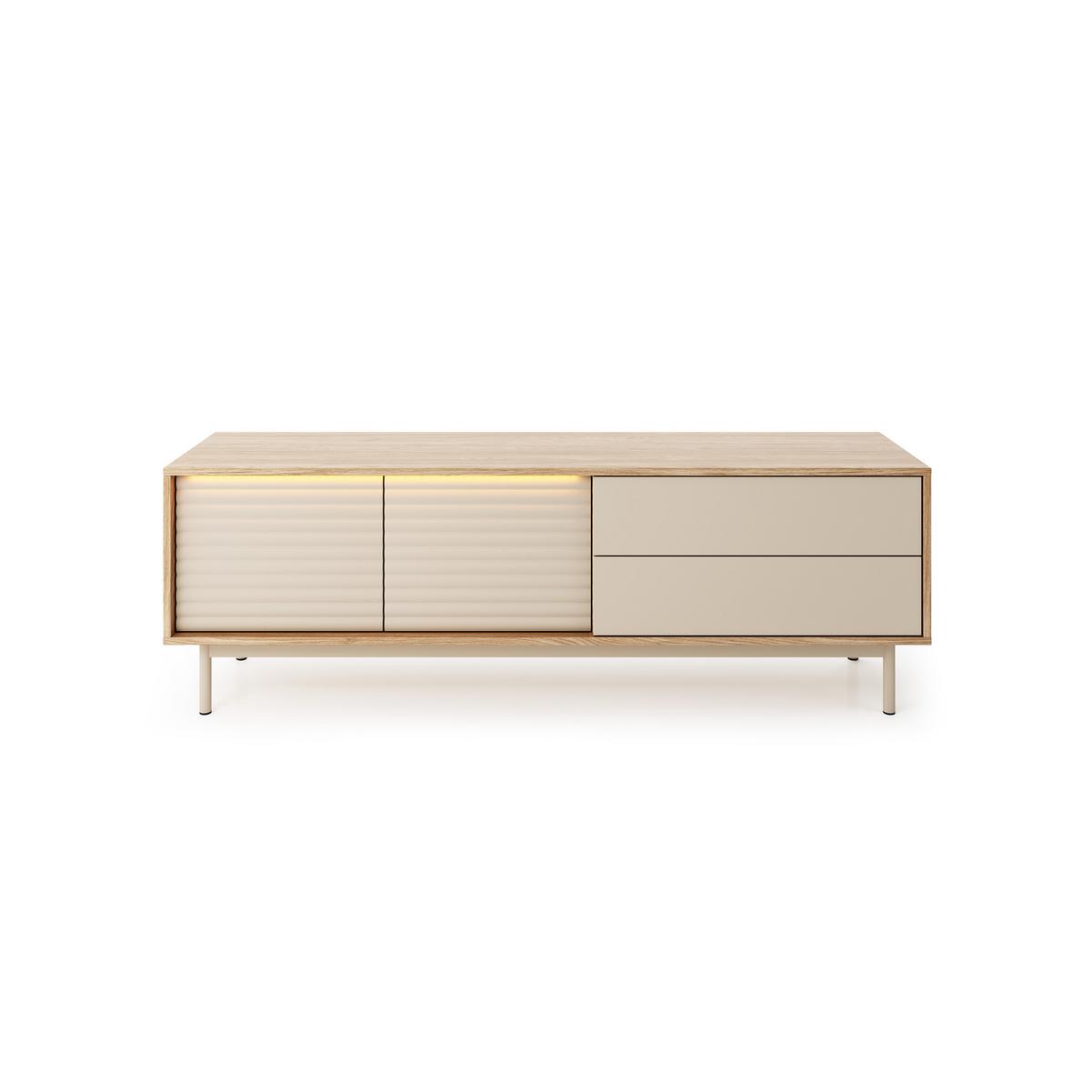 LOWBOARD Terra mit 2 Türen und 2 Schubladen, Kaschmir/geölte Eiche - Kaschmir, Holzwerkstoff/Metall (160/53/40cm) - Beautysofa