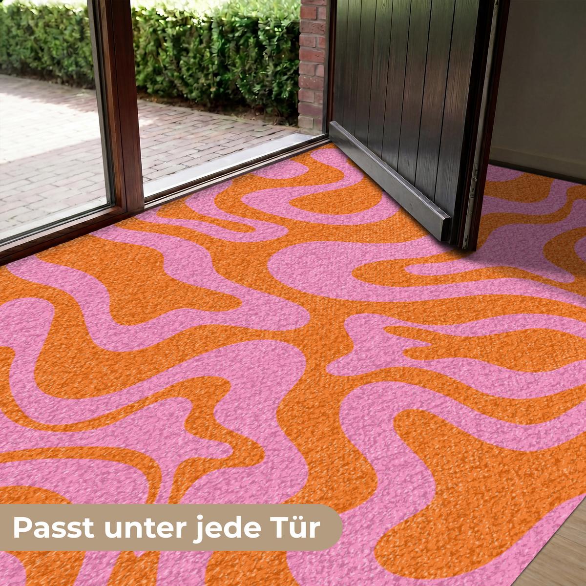 FUSSMATTE Muster - Rosa - Orange - Abstrakt - Modern Türmatte 180x120 cm - Pink, Kunststoff (180/0.4cm) - MuchoWow