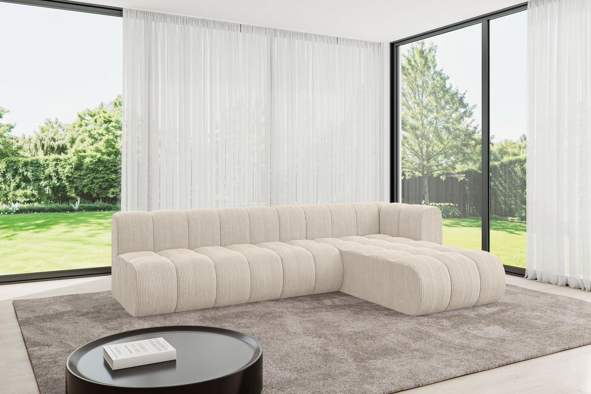 ECKSOFA modulares Sofa Darnel-L2 - 296x177x70 cm Beige - Beige, Holzwerkstoff/Textil (296/177cm) - ALTDECOR