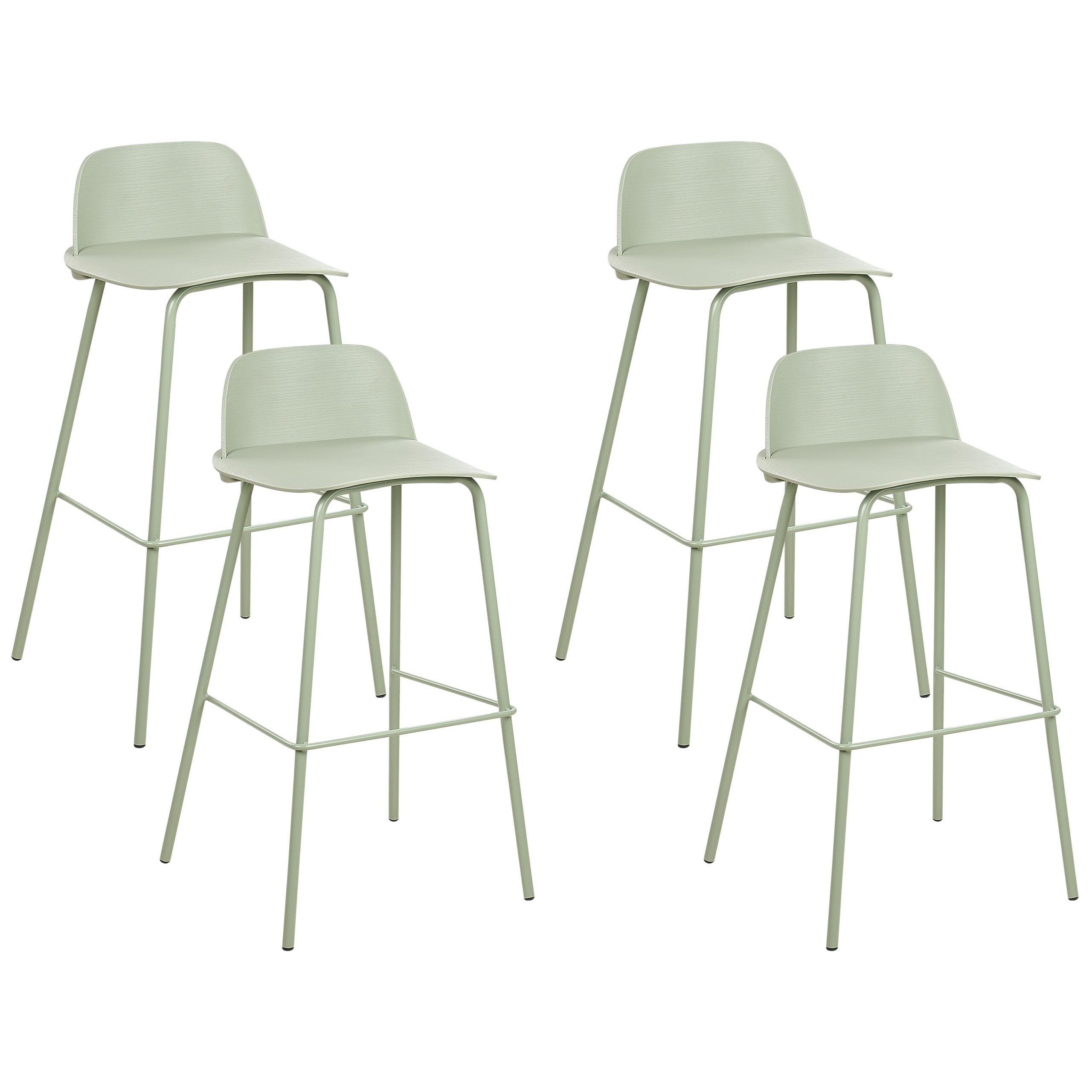 BARHOCKER 4er-Set Kunststoff Grün Mora - Grün, Kunststoff/Metall (48/90/35cm) - Beliani