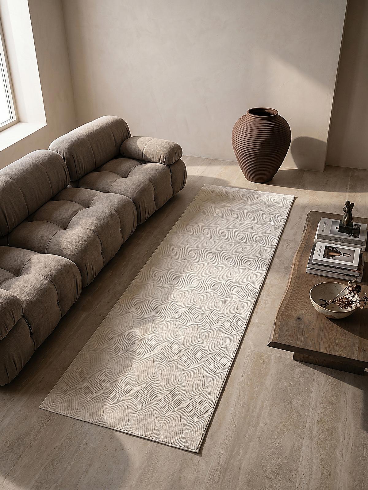 TEPPICHLÄUFER Antirutsch Geometrisch DALAR Polypropylen Creme 80 x 150 cm - Beige, Textil (80/150cm) - KADIMA DESIGN