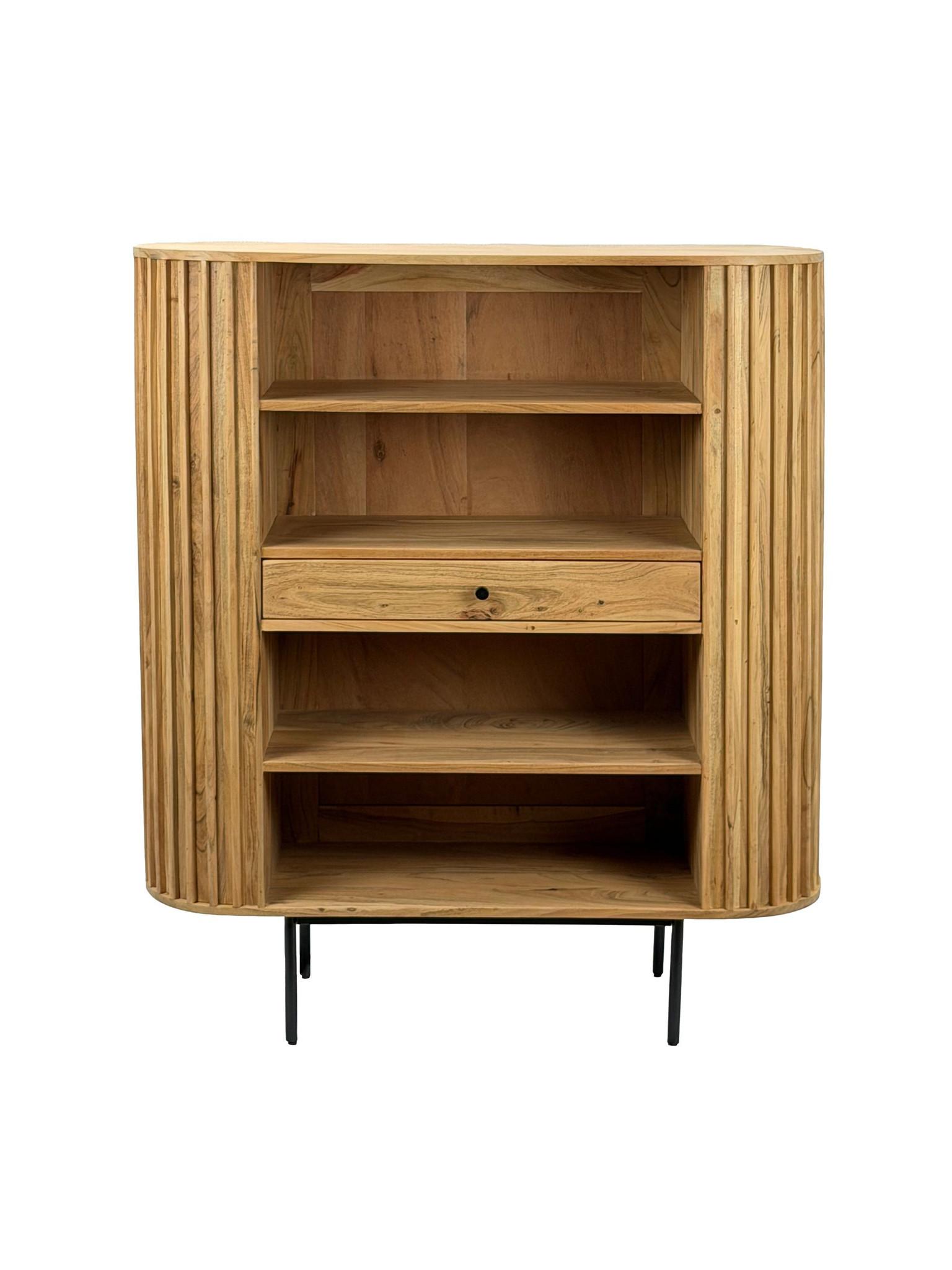 BÜCHERREGAL MELA, Akazie Massivholz, mit Stauraum, 105 x 40 x 122 cm - Akaziefarben, Holz/Metall (105/122/40cm) - KADIMA DESIGN