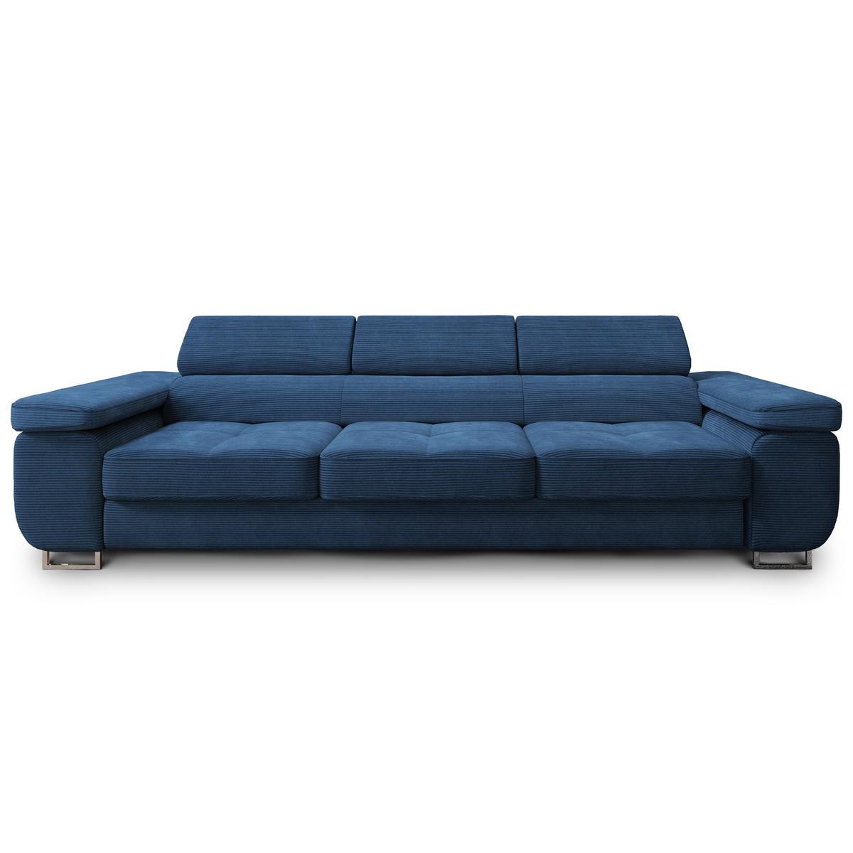 BETTSOFA MOSINE Blau Kordstoff mit Schlaffunktion - Blau, Textil (281/87/98cm) - MASSENO