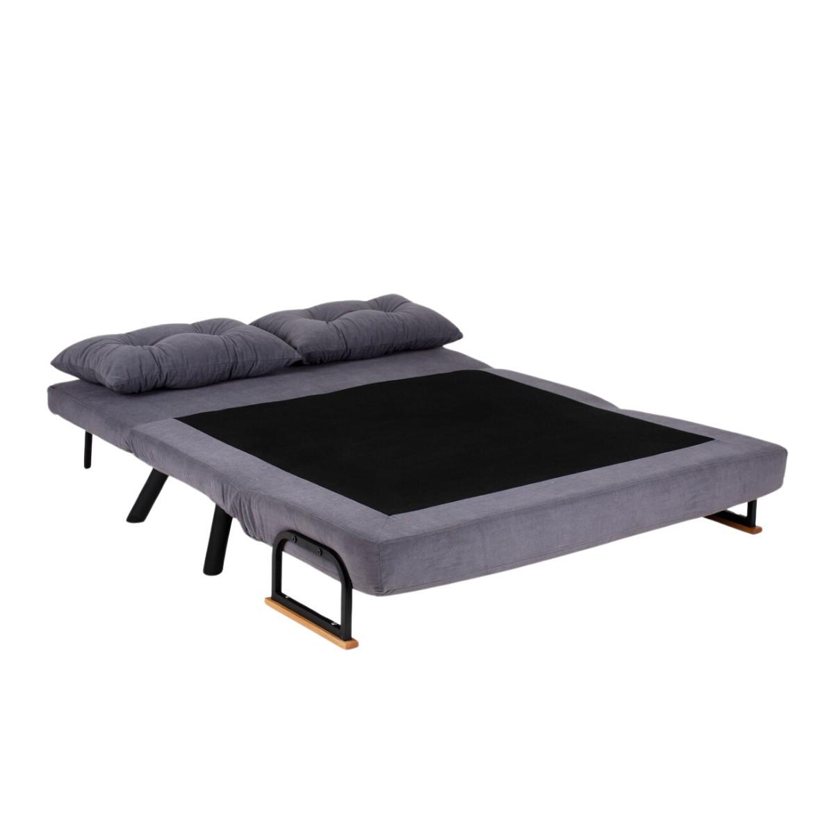 SCHLAFSOFA für 2 Personen mit Stoffbezug und Metallfüßen 133/50/41 cm - Grau, Metall (50/41/133cm) - Calicosy
