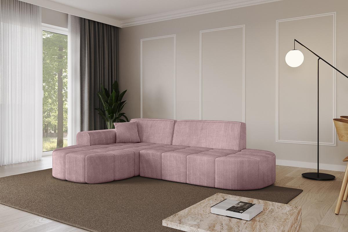 ECKSOFA Ottomane Links LIVO-L1 - 252x173x79,5 cm Rosa - Rosa, Holzwerkstoff/Textil (252/173cm) - ALTDECOR