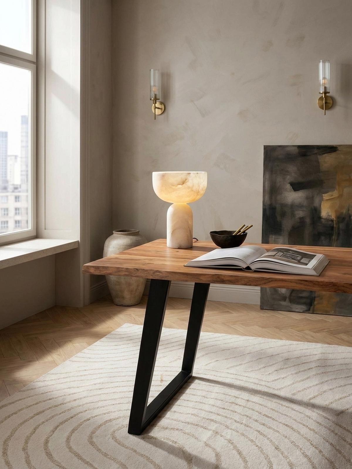 SCHREIBTISCH Massivholz Baumkante U-Gestell Handarbeit ATOLL, Goldbraun-Schwarz 140x80x76 cm - Schwarz/Braun, Holz/Metall (80/140/76cm) - KADIMA DESIGN