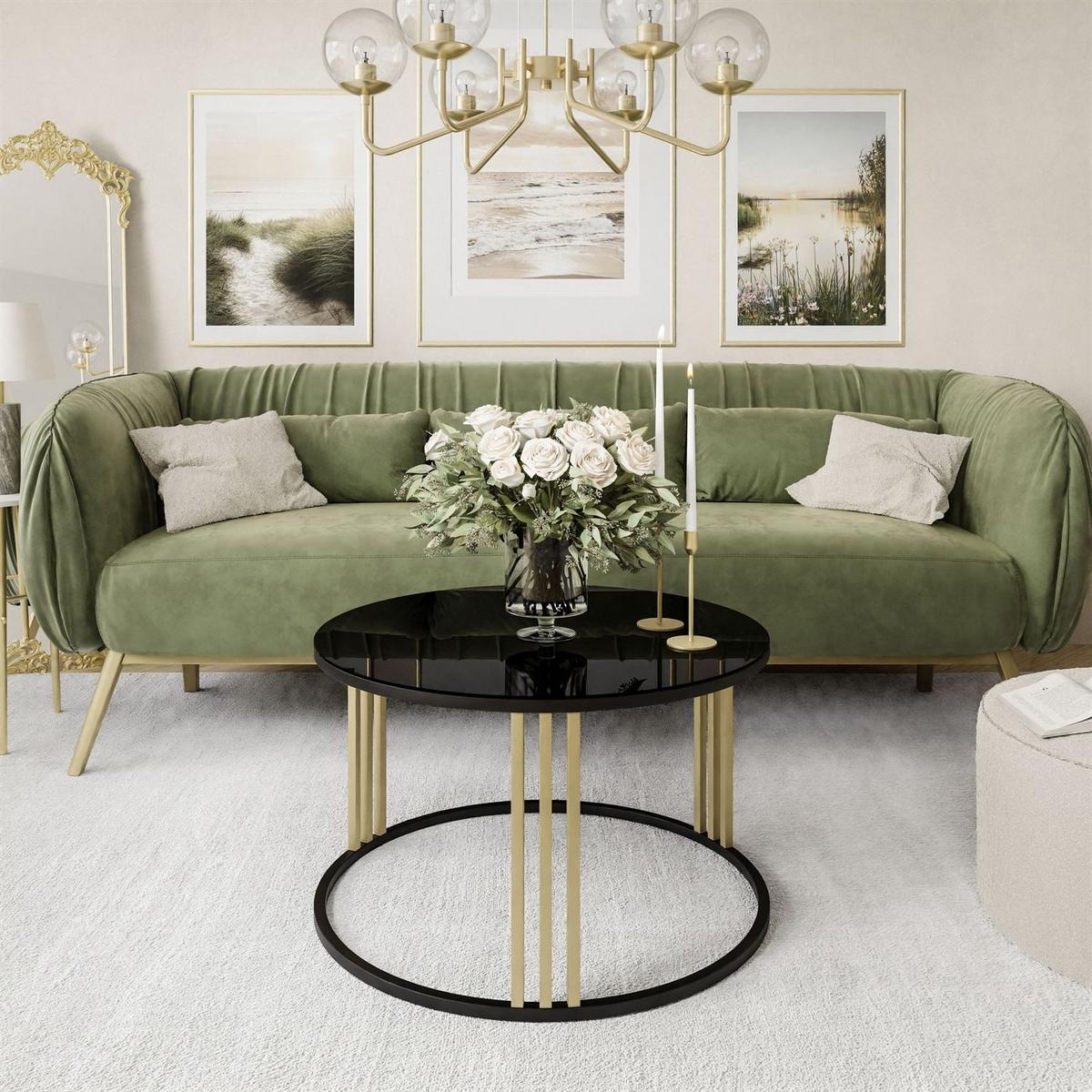 COUCHTISCH LORI GLASS MIX - Goldfarben, Glas (70/70/47cm) - Lookway
