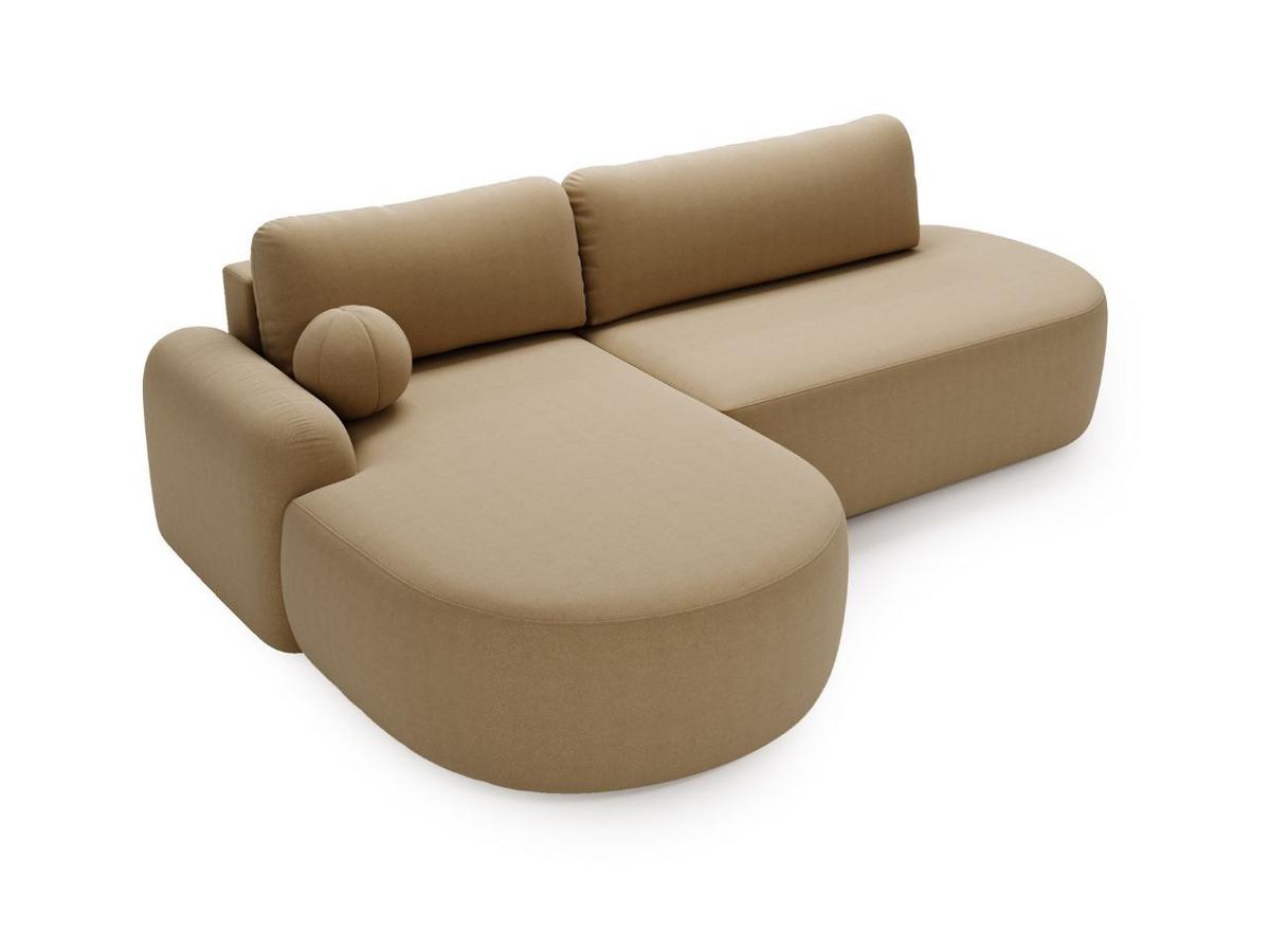 ECKSOFA Aurio O Bouclé-Stoff Hellbraun Links - Hellbraun, Holz/Textil (271/177cm) - Graingold