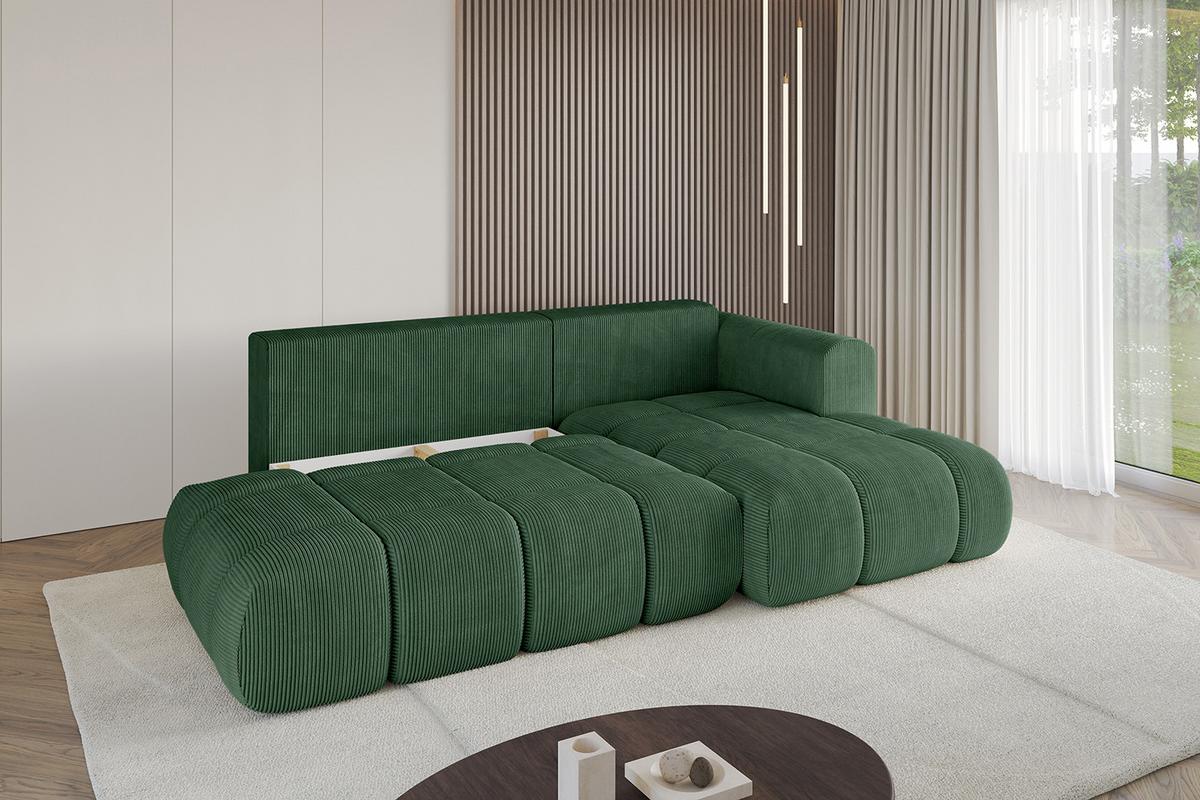 ECKSOFA Ottomane Rechts CLOUD-L-v1 280x185x90 Grün Cord - Grün, Holzwerkstoff/Kunststoff (185/280cm) - ALTDECOR