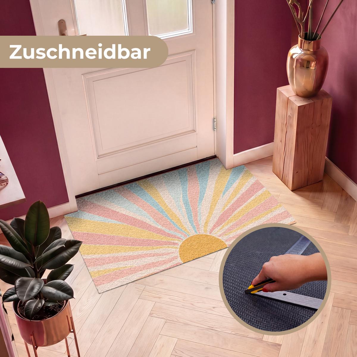 FUSSMATTE Illustration - Sonne - Pastellfarben Sauberlaufmatte 120x80 cm - Hellrosa, Kunststoff (120/0.4cm) - MuchoWow