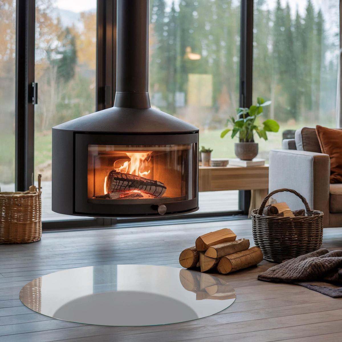 GLASPLATTE für Kamin Ø 90 cm - Grau, Glas (90/90/0.4cm) - TULUP