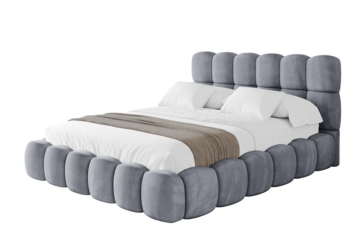 POLSTERBETT mit Bettkasten und Lattenrost, Boxbett ohne Matratze - LEYA 160x200 Grau - Grau, Holzwerkstoff/Textil (160/200cm) - ALTDECOR