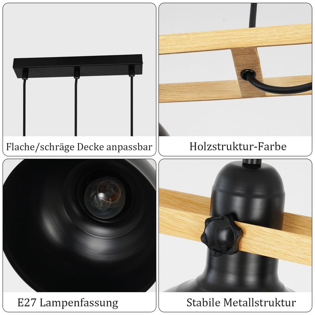 PENDELLEUCHTE Thilo 3-flammig 78/18/175 cm - Schwarz, Metall (78/18/175cm) - Nettlife
