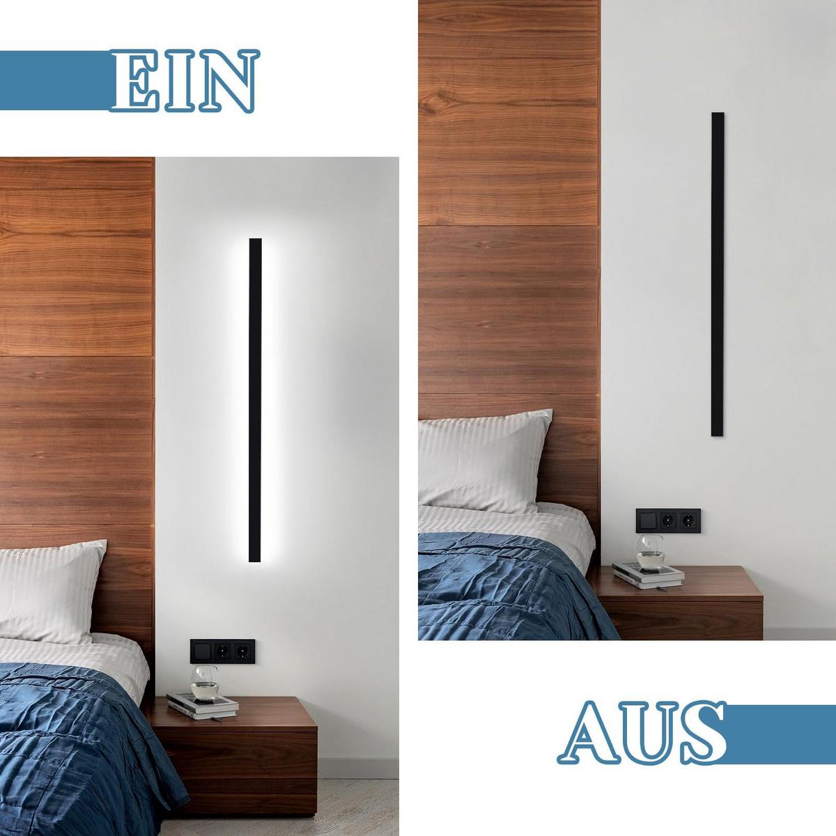 LED - WANDLEUCHTE Wogthar 4.0/100.0/2.5 cm - Schwarz, Metall (4/100/2.5cm) - ZMH