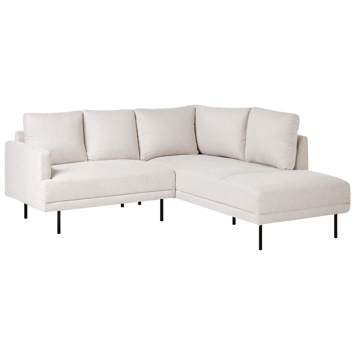 ECKSOFA 4-Sitzer Stoff Hellbeige linksseitig Breda - Beige/Schwarz, Textil (210/200cm) - Beliani