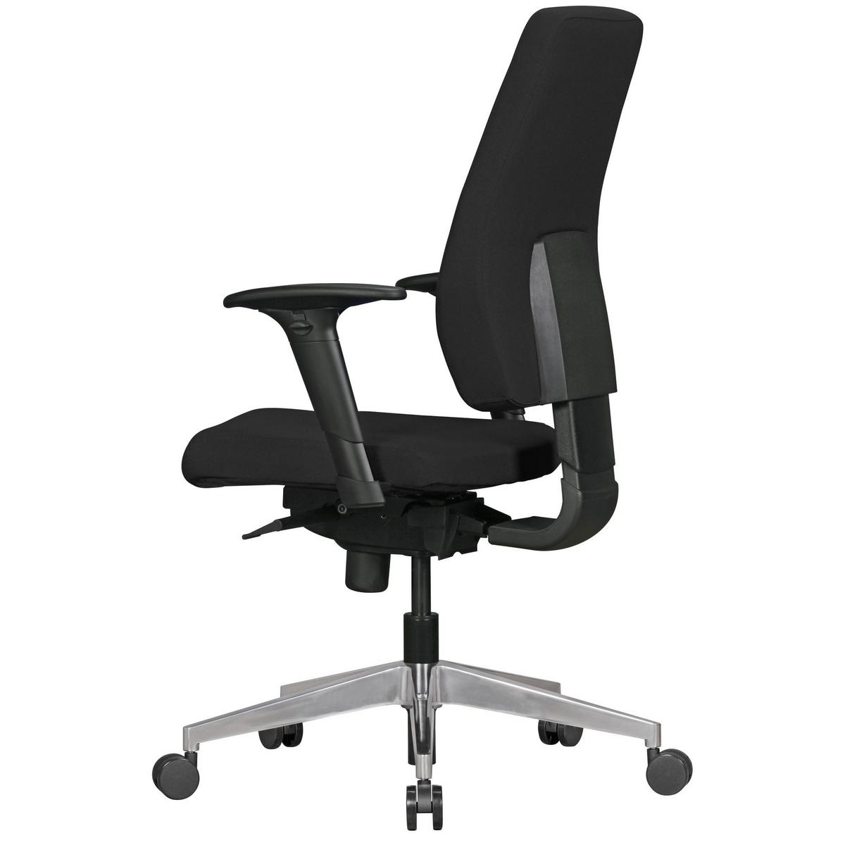 BÜROSTUHL Stoff mit Lendenstütze, höhenverstellbaren Armlehnen und Aluminiumfuß LATINA - Silberfarben/Schwarz, Textil/Metall (70/119/63cm) - KADIMA DESIGN