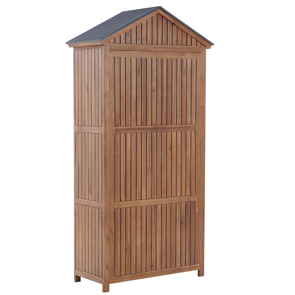 GARTENSCHRANK Akazienholz braun 200/100 cm Savoca - Braun/Grau, Holz (100/200/40cm) - Beliani