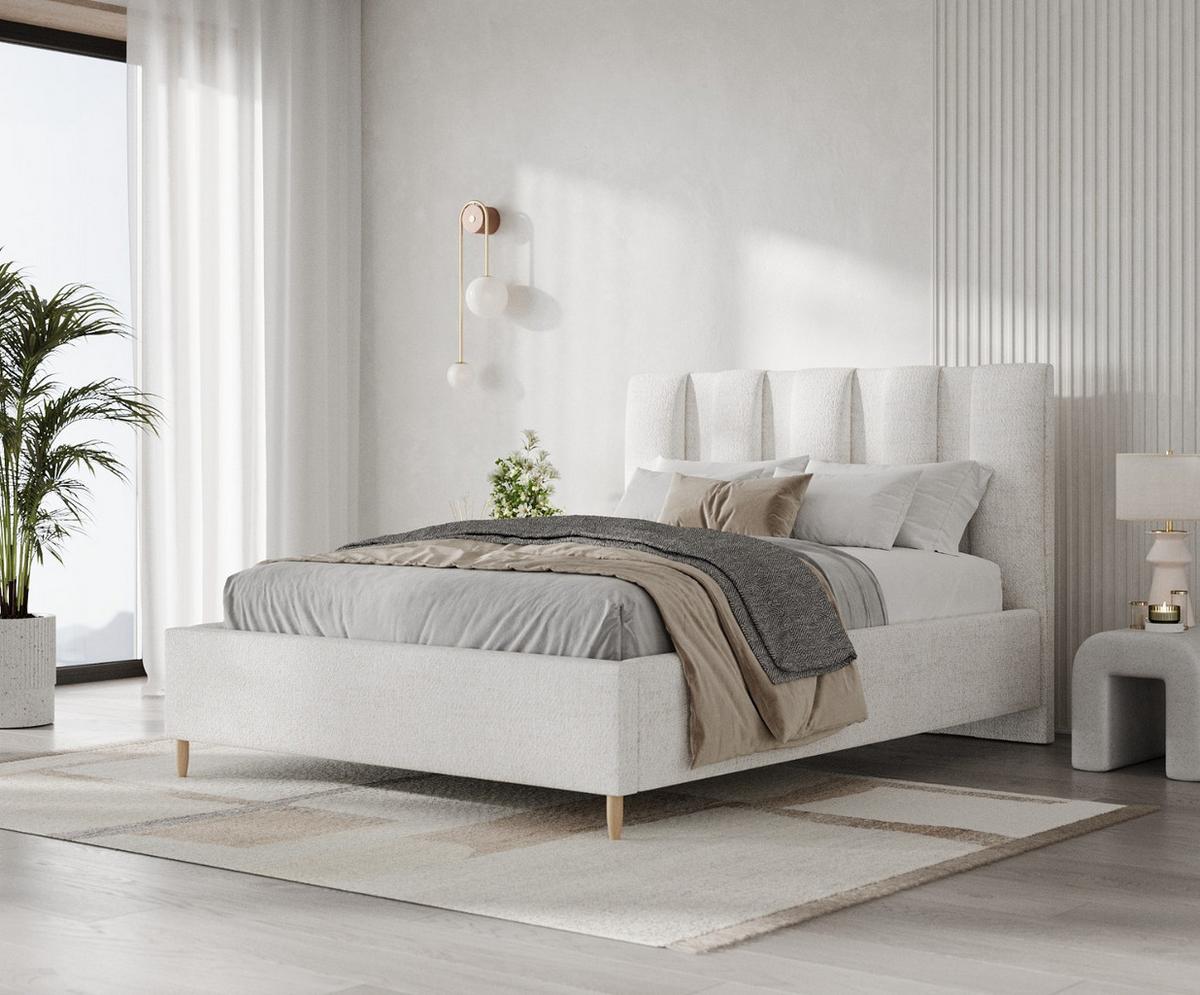 POLSTERBETT Loom 160/200 cm Creme im Neve Stoff - Creme/Naturfarben, Holz/Holzwerkstoff (160/200cm) - AltaBeds