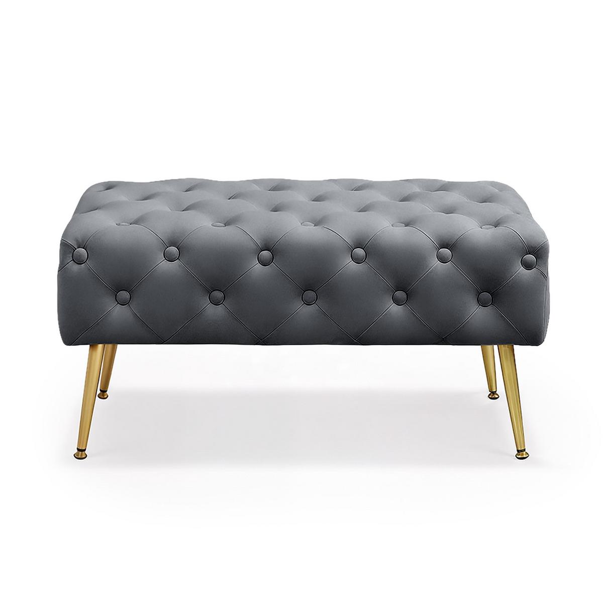 POLSTERBANK mit Samt - Optik Graphit 42/41/42 - Dunkelgrau, Textil (80/41/42cm) - RAUMHIRSCH FURNITURE