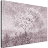 WANDBILD ein blühender baum in der wiese old schwarz und weiß - Schwarz, Textil (60/40cm) - Feeby