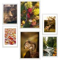 POSTER Set Mit 6 Kanadischer Herbst Rot Gelb & Braun A3 & A4 Weißer Rahmen - Weiß, Papier (29/3cm) - Nacnic