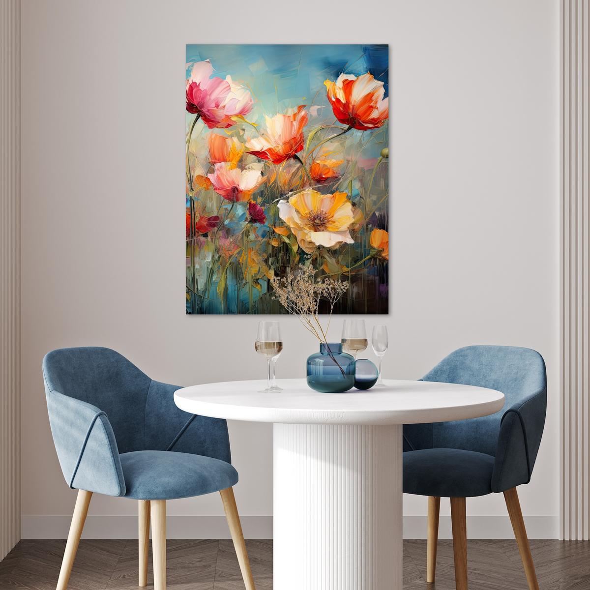 POSTER Blumen - Aquarell - Kunst - Botanisch - Natur Deko Wohnzimmer 60x80 cm - Orange, Papier (60/80/0.1cm) - MuchoWow