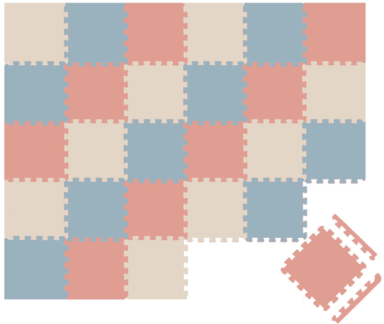 SPIELMATTE mit Rand - 270/90/1 cm Puzzlematte Rosa Blau Beige - Rosa, Kunststoff (30/30cm) - Littletom