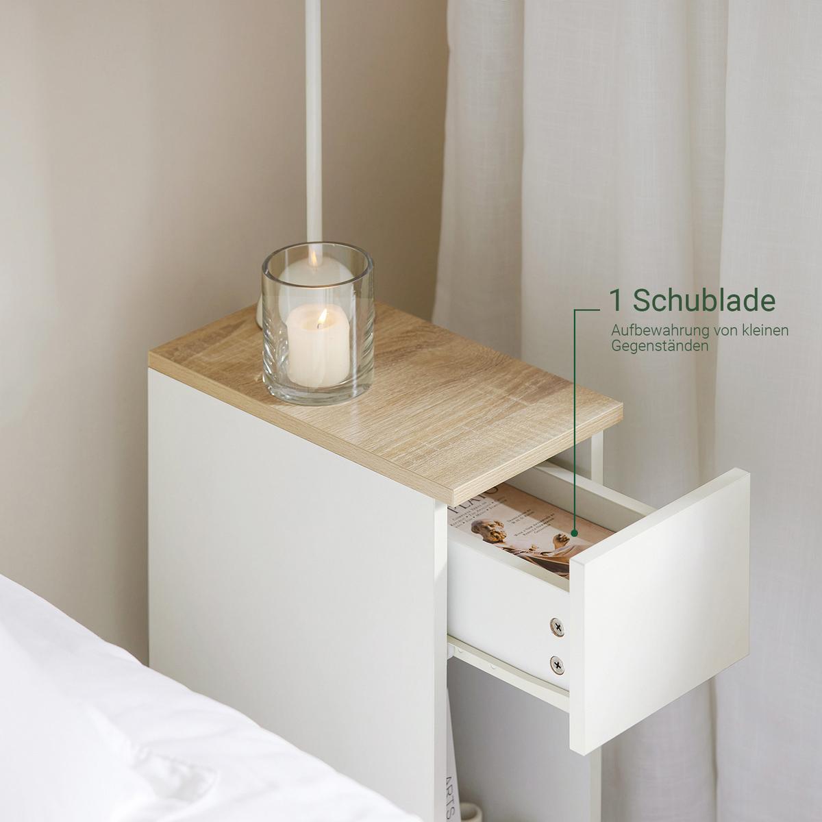 NACHTTISCH 2er Set, Weiß, 20x60x35cm - Weiß, Holzwerkstoff (20/60/35cm) - SoBuy