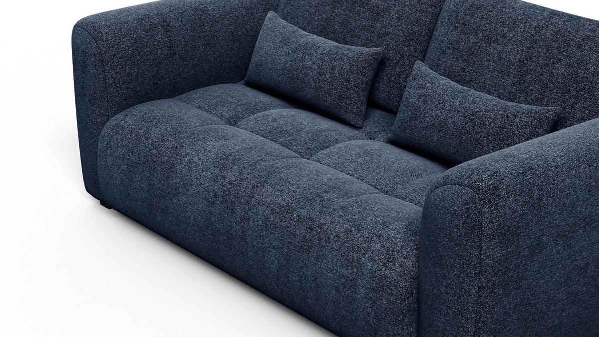 SOFA SORENO 3-Sitzer, dunkelblau - Schwarz/Dunkelblau, Holz/Textil (214/94/114cm) - Wozimo