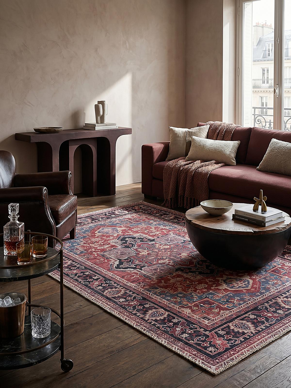 TEPPICH Waschbar HALD, klassisch im Vintage-Stil, Rot, 120 x 170 cm - Rot, Textil (120/170cm) - KADIMA DESIGN