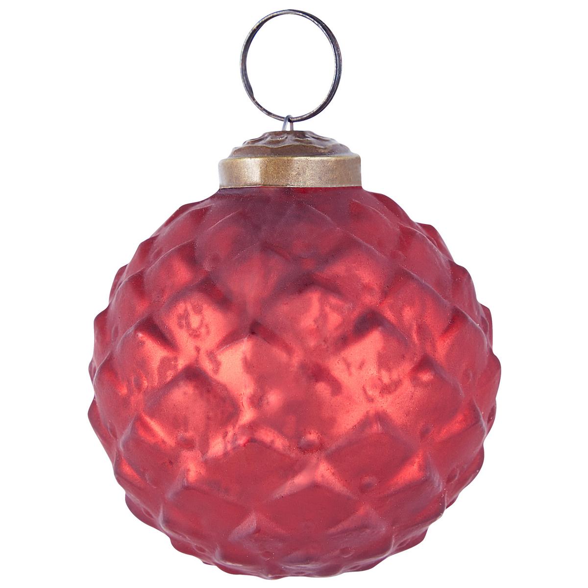WEIHNACHTSKUGEL 6er Set Glas Rot Argentin - Rot, Glas (10/14/10cm) - Beliani
