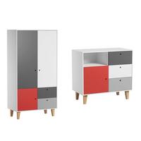 BABYZIMMER 2-teilig Concept rot - Rot, Holzwerkstoff (103.5/96.5/55cm) - Petits-meubles