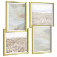 BILDER SET 4er Set - 50x50 cm & 40x60 cm Goldrahmen - Abstrakter Hintergrund mit feinen Strichen - Goldfarben, Kunststoff (50/50cm) - TULUP