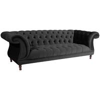 CHESTERFIELD Sofa 3-Sitzer Kaylin Samtvelours schwarz - Schwarz, Kunststoff (253/80/100cm) - 58aufmkessel