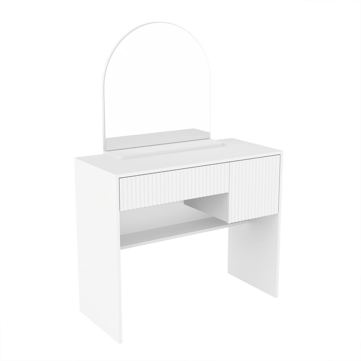 SCHMINKTISCH weiß mit Spiegel Schubladen modern - Weiß, Holzwerkstoff (90/135/40cm) - Urban Meuble