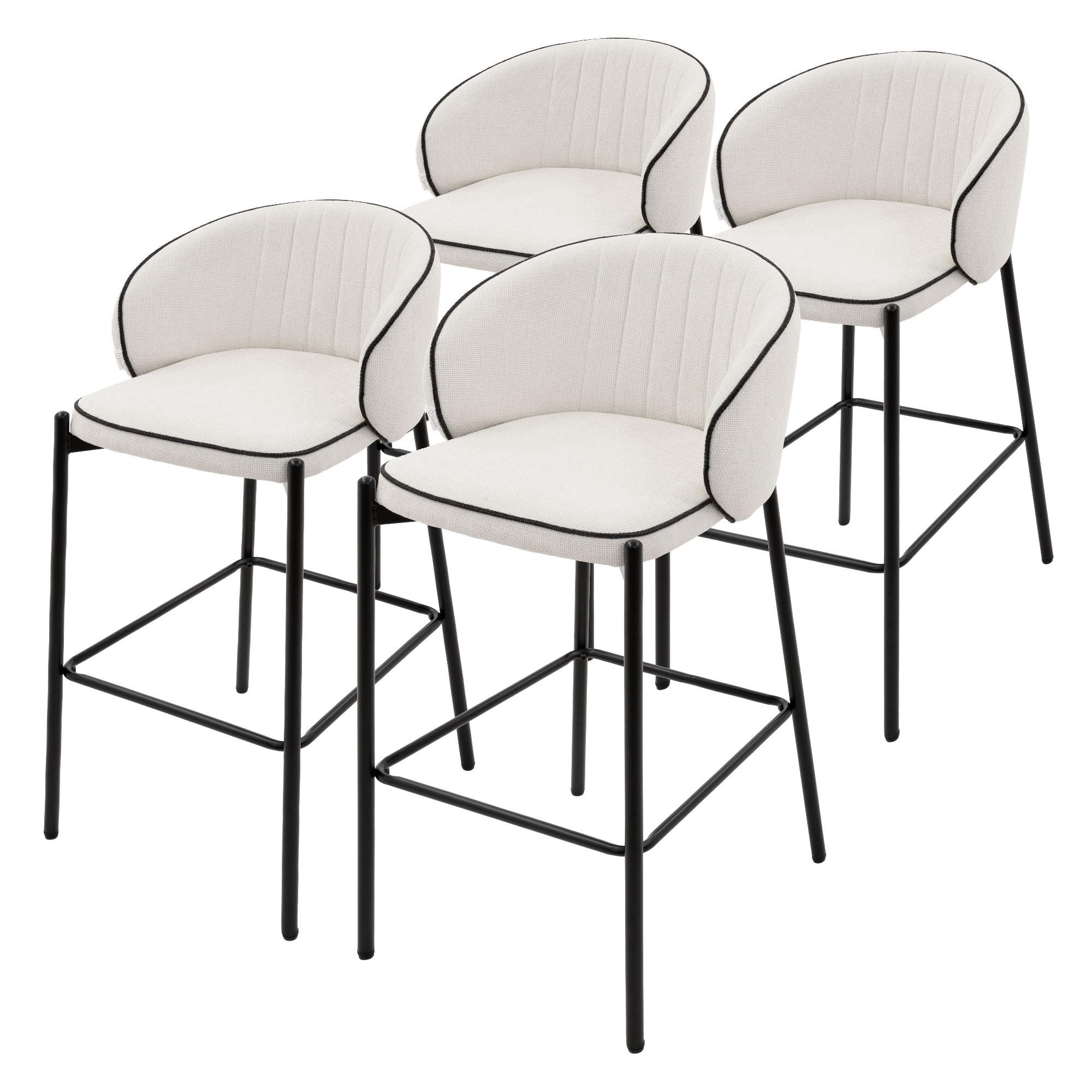 BARHOCKER 4er Set Beige mit Stoffbezug - Beige/Schwarz, Textil/Metall (50/101/54cm) - ML-DESIGN