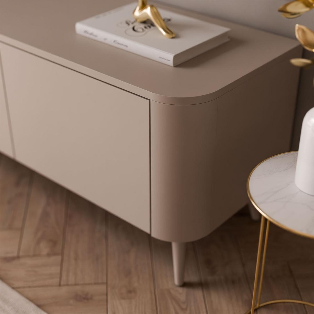 TV-SCHRANK CELESTE PUSH OPEN mit Beleuchtung auf Schräge Kaschmir Füßen - Kaschmir, Holzwerkstoff (200/46.5/40cm) - Lookway