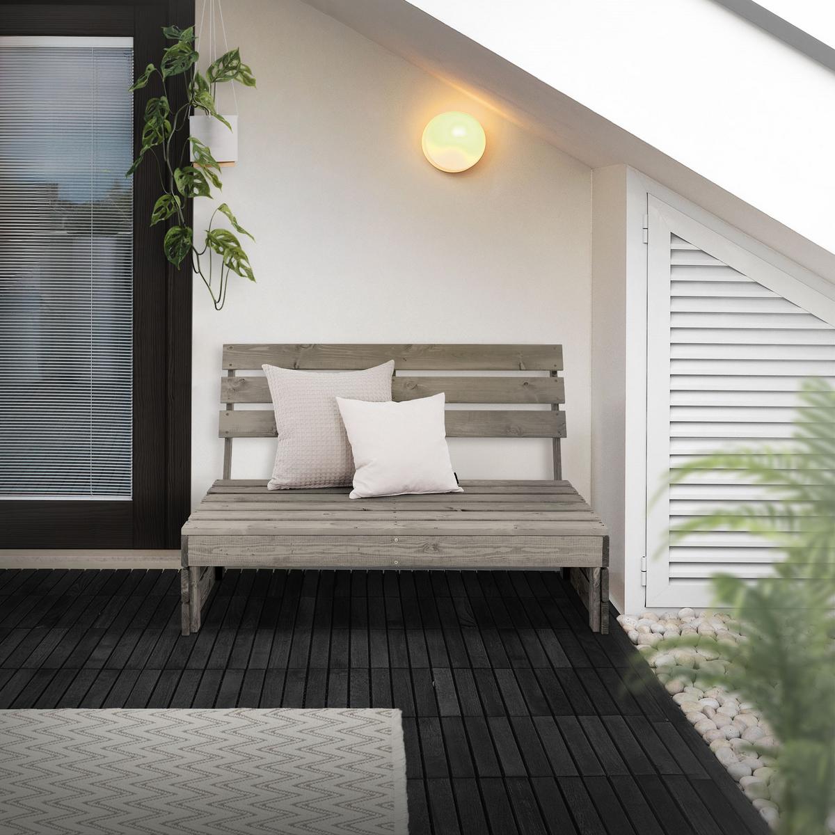 HOLZBANK - Grau, Holz (80/76.5/116cm) - ML-DESIGN