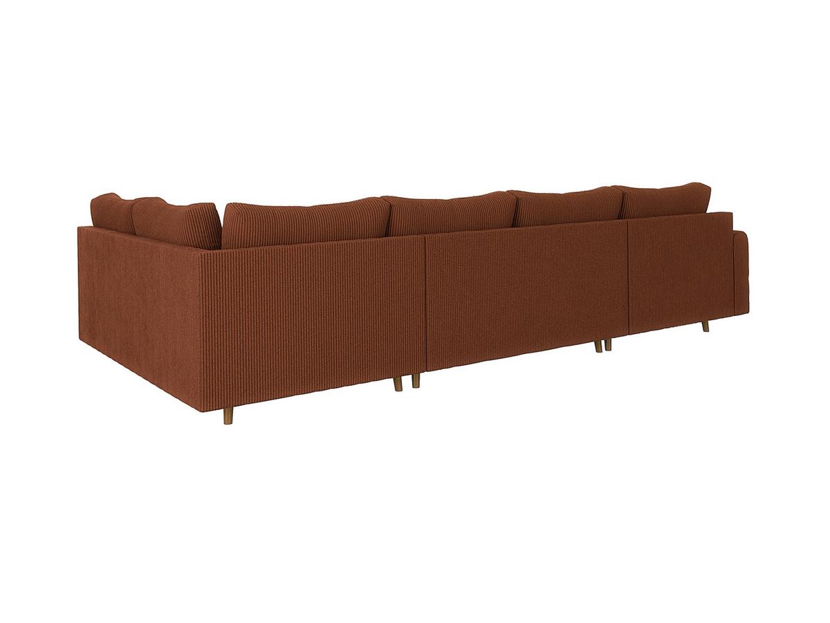 WOHNLANDSCHAFT inkl. Hocker Alma Terrakotta Cord - Terracotta/Braun, Holz/Textil (310/81/161cm) - S-Style Möbel