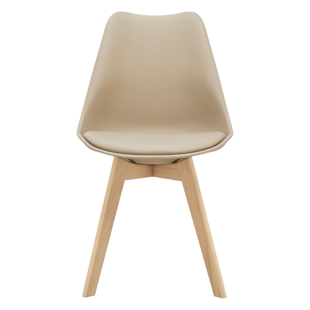 ESSZIMMERSTUHL-SET 2 TLG. Fläten - Beige, Leder (49/81/57cm) - [en.casa]