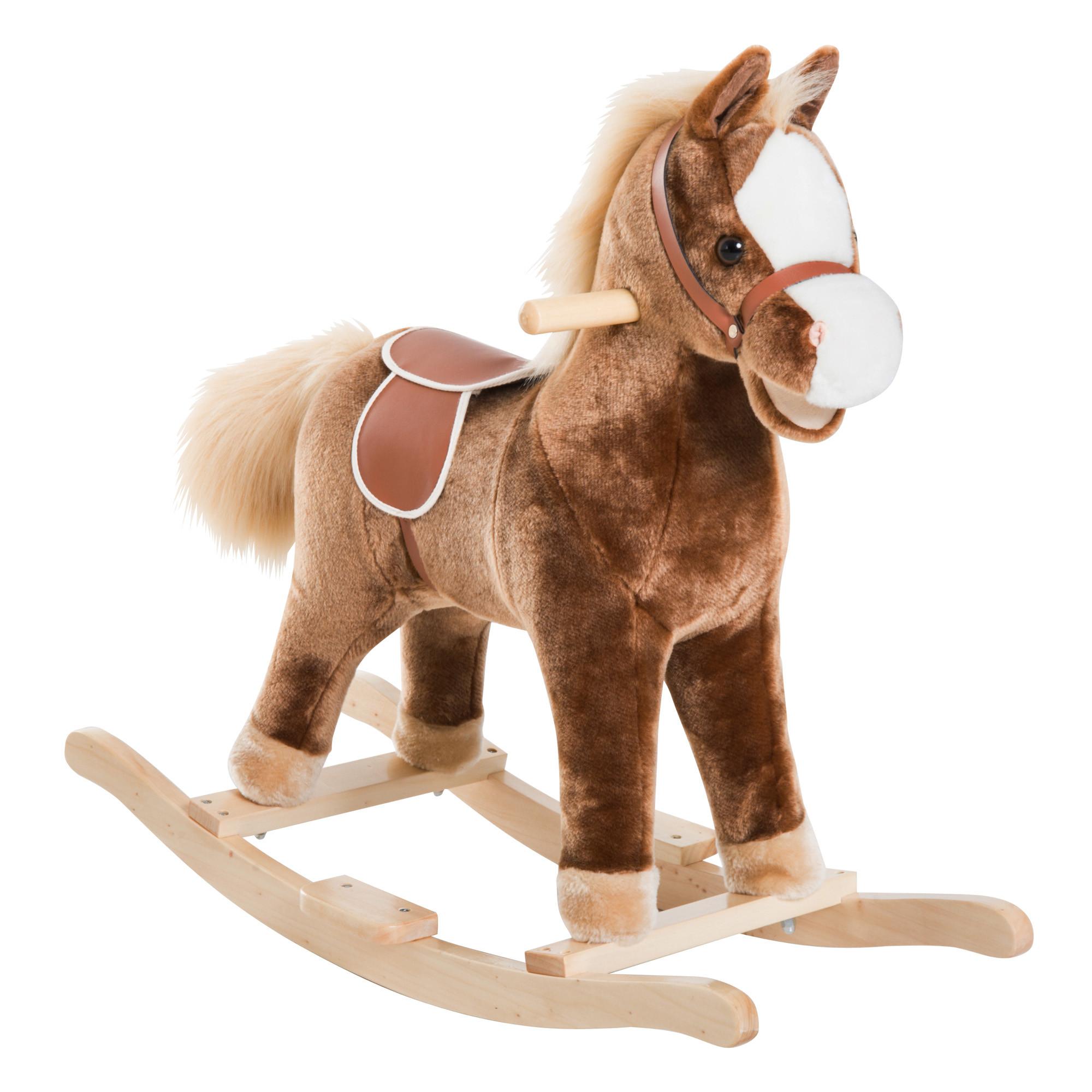 KINDER SCHAUKELTIER, Braun, Plüsch+ Pappel - Braun, Holz (33/62/74cm) - HOMCOM