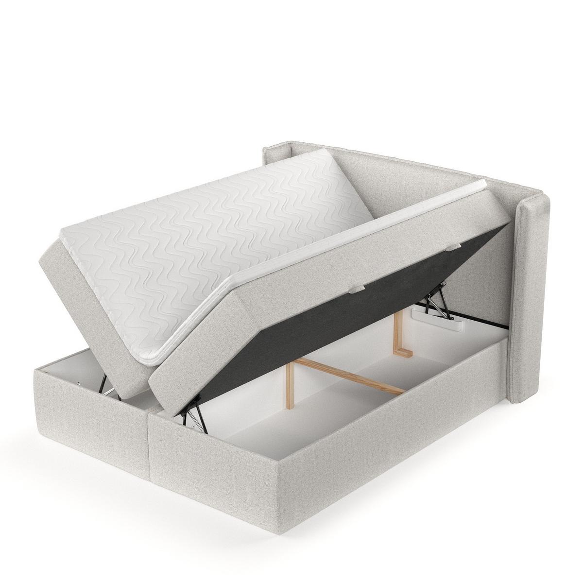 BOXBETT Viva 200/200 cm Hellbeige im Riva Stoff - Beige/Schwarz, Holz/Holzwerkstoff (200/200cm) - AltaBeds