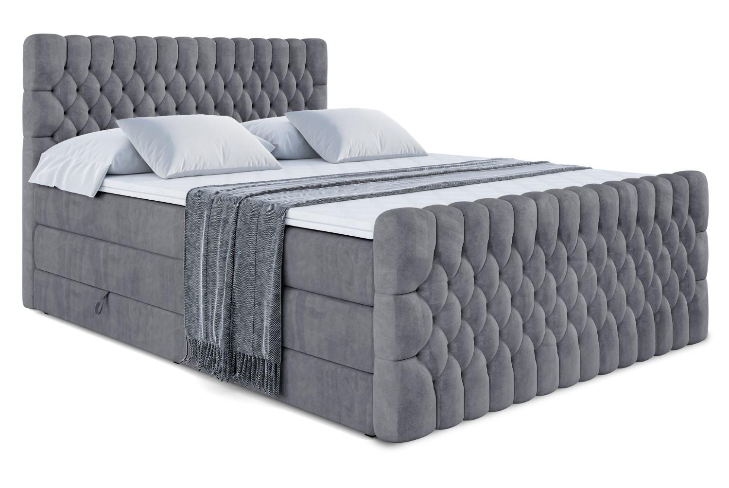 BOXSPRINGBETT SERENE-Z KING - 140 x 200 - H3/H4 - Dunkelgrau - Dunkelgrau, Holzwerkstoff (140/200cm) - ALTDECOR